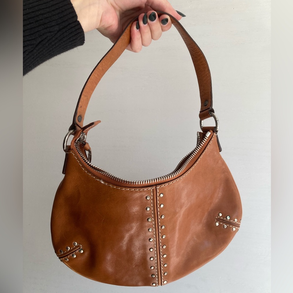VTG Michael Kors Astor studded Brown Leather Shoulder Bag